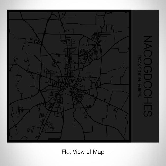 Rendered View of Nacogdoches Texas Map on 17oz Stainless Steel Insulated Tumbler in Matte Black with Tactile Lines
