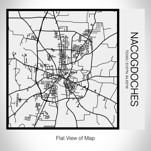 Rendered View of Nacogdoches Texas Map on 17oz Stainless Steel Insulated Tumbler in Matte White with Tactile Lines