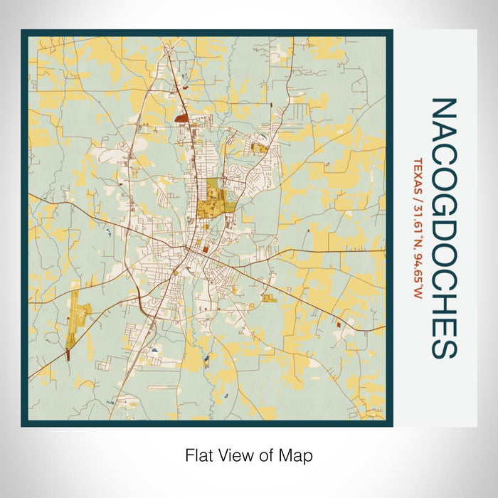 Rendered View of Nacogdoches Texas Map on 17oz Stainless Steel Insulated Tumbler in Woodblock Map Style