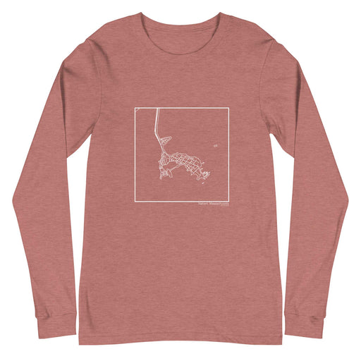 Nahant Massachusetts  Map Unisex Long-Sleeve T-shirt with City inscription in Heather Mauve