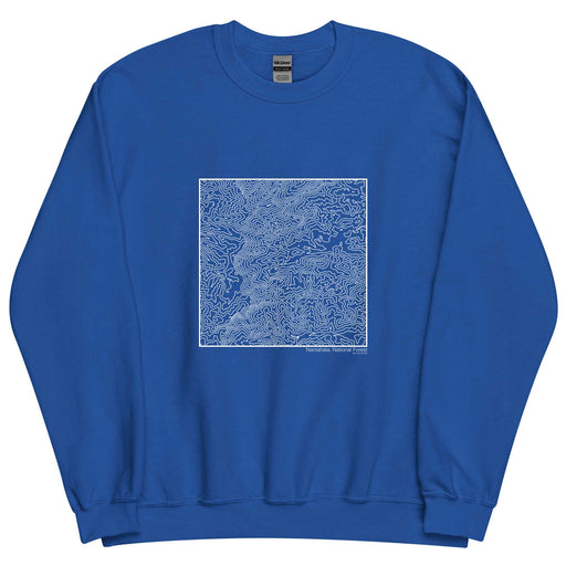 Nantahala National Forest Topographic  Map Unisex Crewneck Sweater with City inscription in Royal Blue