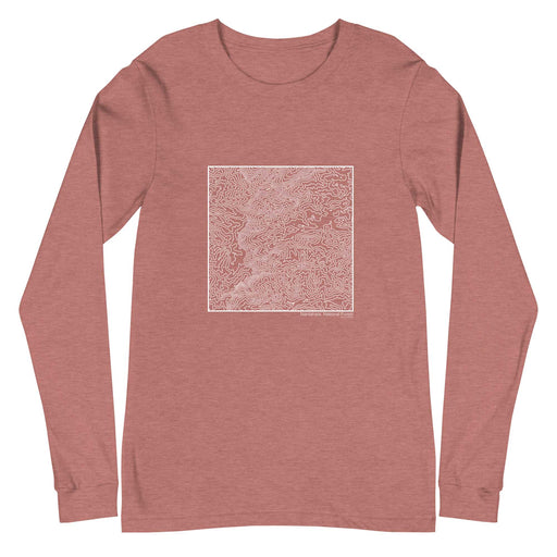 Nantahala National Forest Topographic  Map Unisex Long-Sleeve T-shirt with City inscription in Heather Mauve