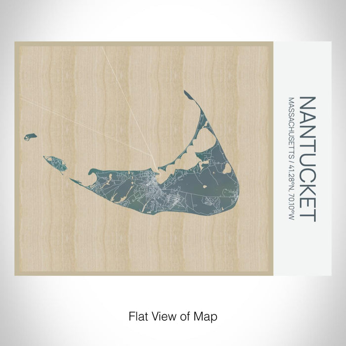 Rendered View of Nantucket Massachusetts Map on 20oz Stainless Steel Insulated Bottle with Bamboo Top with printed afternoon style map