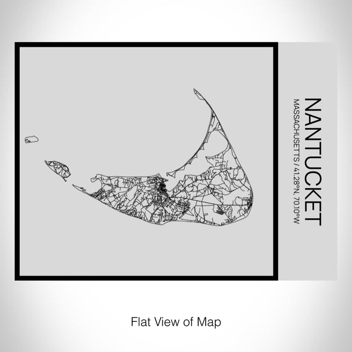 Rendered View of Nantucket Massachusetts Map on 20oz Stainless Steel Insulated Bottle with Bamboo Top with printed Tactile Lines Map in Black