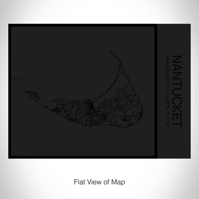 Rendered View of Nantucket Massachusetts Map on 20oz Stainless Steel Insulated Bottle with Bamboo Top in Matte Black with printed Tactile Lines Map in Black