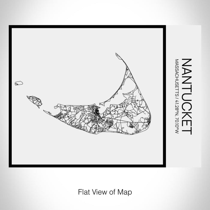 Rendered View of Nantucket Massachusetts Map on 20oz Stainless Steel Insulated Bottle with Bamboo Top in Matte White with printed Tactile Lines Map in Black