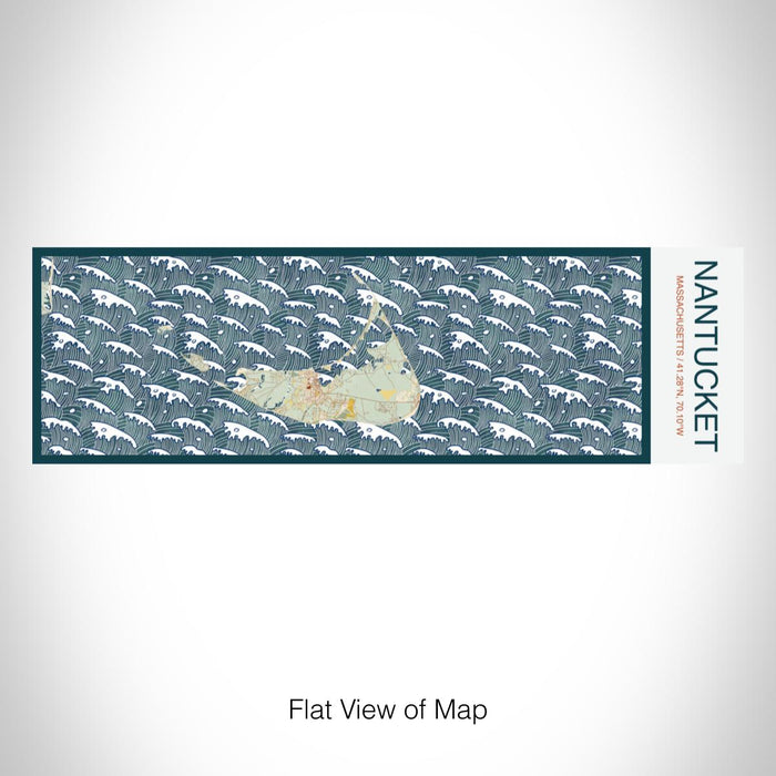 Rendered View of Nantucket Massachusetts Map on 10oz Stainless Steel Insulated Cup in Woodblock with Sliding Lid