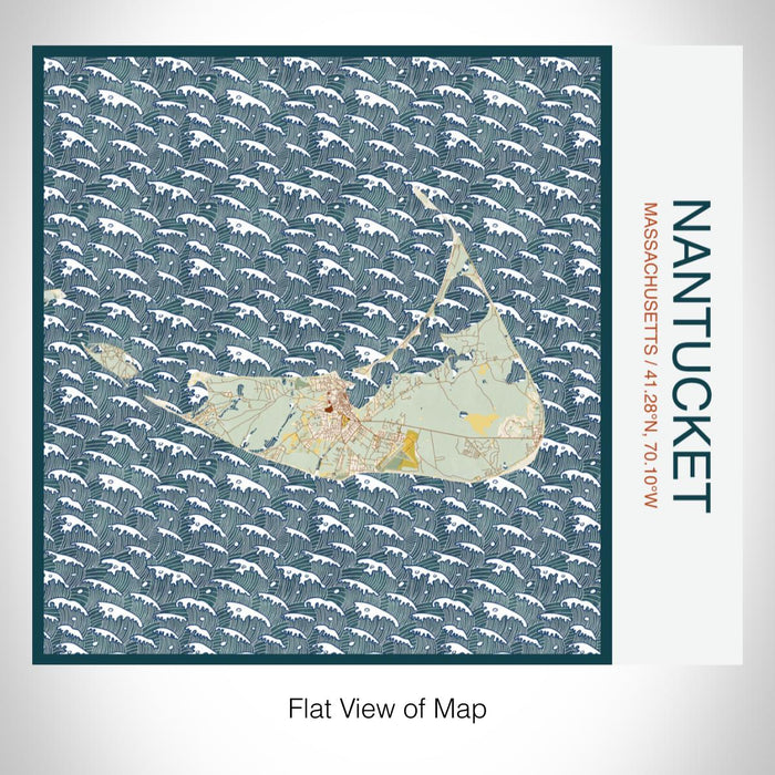 Rendered View of Nantucket Massachusetts Map on 17oz Stainless Steel Insulated Tumbler in Woodblock Map Style