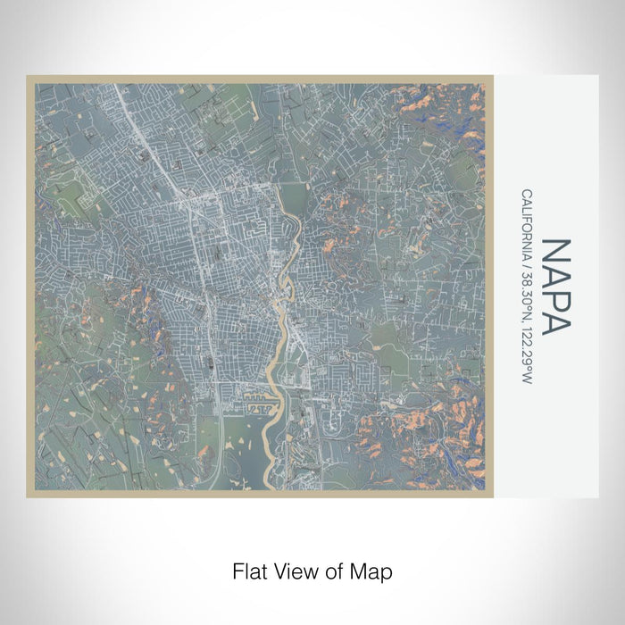 Rendered View of Napa California Map on 20oz Stainless Steel Insulated Bottle with Bamboo Top with printed afternoon style map