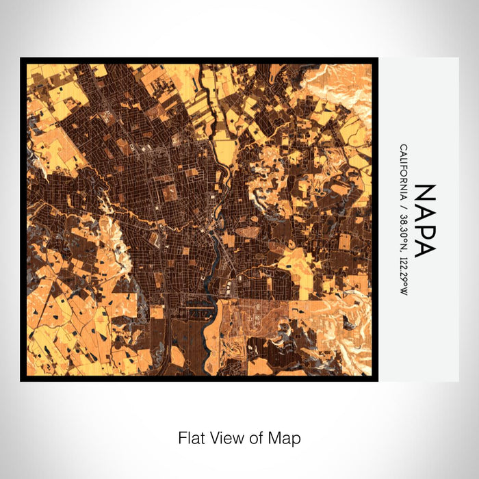 Rendered View of Napa California Map on 20oz Stainless Steel Insulated Bottle with Bamboo Top with printed ember style map