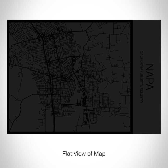 Rendered View of Napa California Map on 20oz Stainless Steel Insulated Bottle with Bamboo Top in Matte Black with printed Tactile Lines Map in Black