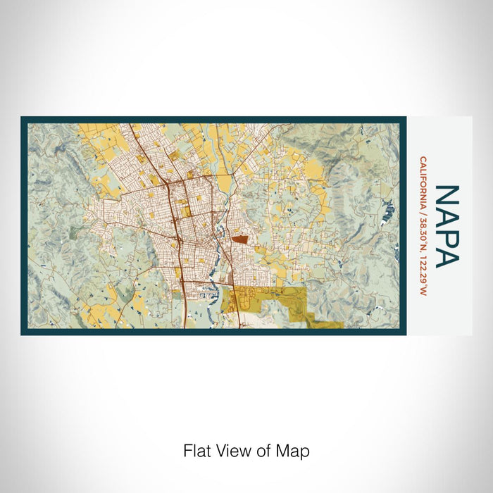 Rendered View of Napa California Map on 17oz Stainless Steel Insulated Bottle with printed woodblock style map