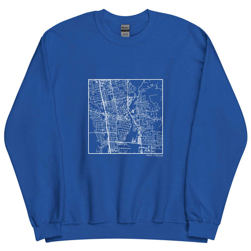 Napa California  Map Unisex Crewneck Sweater with City inscription in Royal Blue