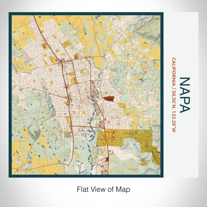 Rendered View of Napa California Map on 17oz Stainless Steel Insulated Tumbler in Woodblock Map Style