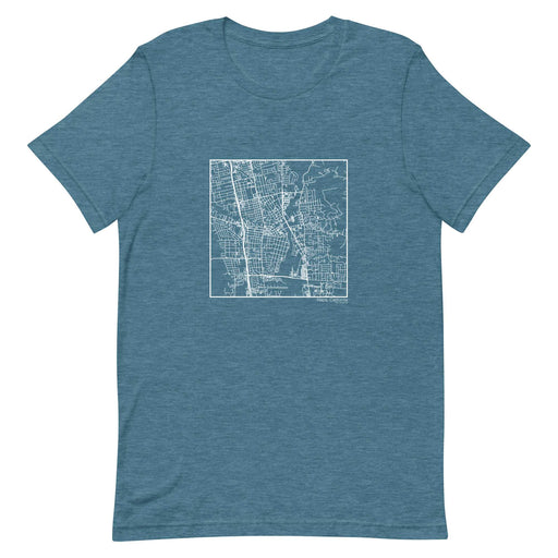 Napa California  Map Unisex T-Shirt with City inscription in Heather Teal