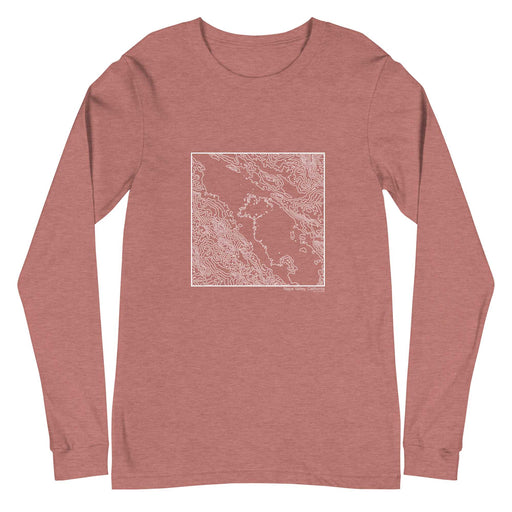 Napa Valley California Topographic  Map Unisex Long-Sleeve T-shirt with City inscription in Heather Mauve