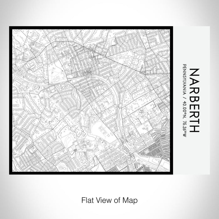 Rendered View of Narberth Pennsylvania Map on 20oz Stainless Steel Insulated Bottle with Bamboo Top with printed classic style map