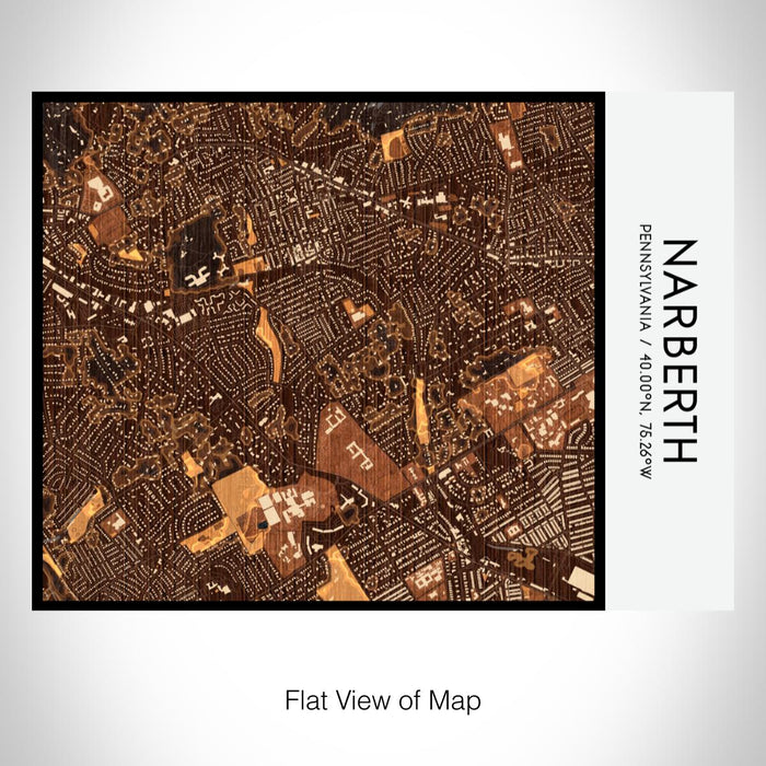 Rendered View of Narberth Pennsylvania Map on 20oz Stainless Steel Insulated Bottle with Bamboo Top with printed ember style map