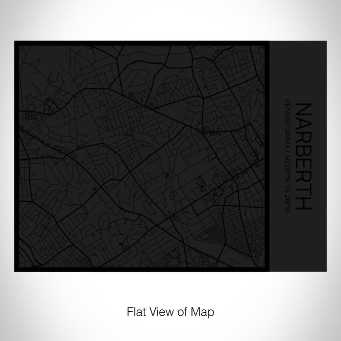 Rendered View of Narberth Pennsylvania Map on 20oz Stainless Steel Insulated Bottle with Bamboo Top in Matte Black with printed Tactile Lines Map in Black