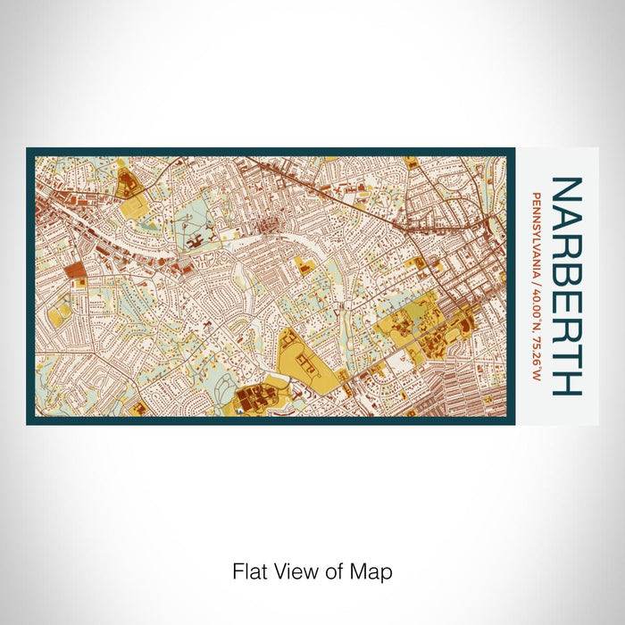 Rendered View of Narberth Pennsylvania Map on 17oz Stainless Steel Insulated Bottle with printed woodblock style map