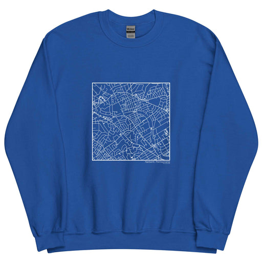 Narberth Pennsylvania  Map Unisex Crewneck Sweater with City inscription in Royal Blue