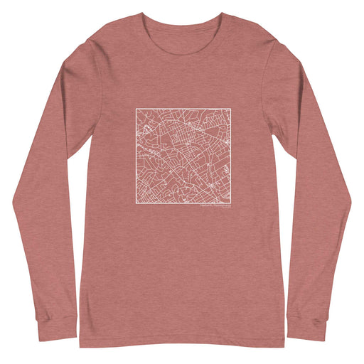 Narberth Pennsylvania  Map Unisex Long-Sleeve T-shirt with City inscription in Heather Mauve