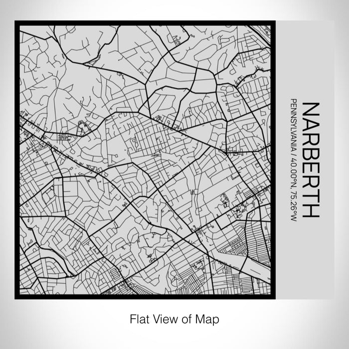 Rendered View of Narberth Pennsylvania Map on 17oz Stainless Steel Insulated Tumbler in Tactile Lines with Succulent in Background