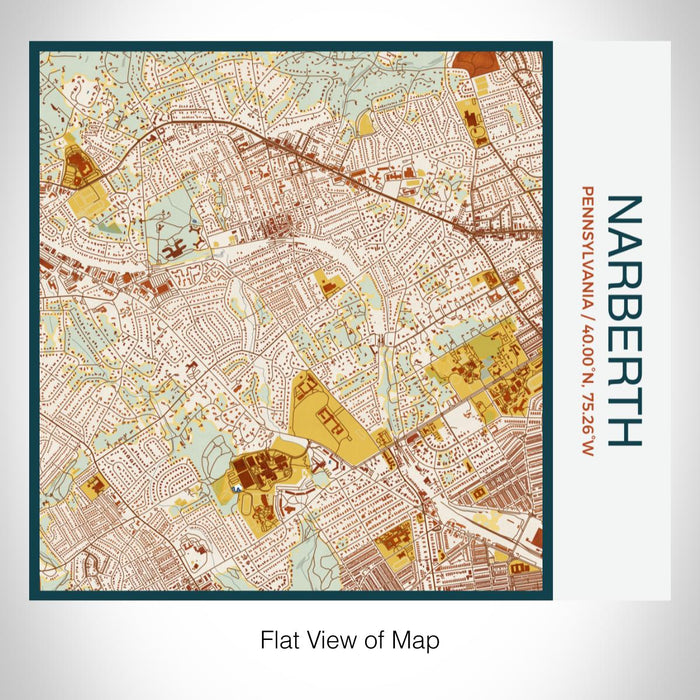 Rendered View of Narberth Pennsylvania Map on 17oz Stainless Steel Insulated Tumbler in Woodblock Map Style