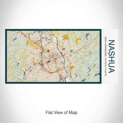 Rendered View of Nashua New Hampshire Map on 17oz Stainless Steel Insulated Bottle with printed woodblock style map