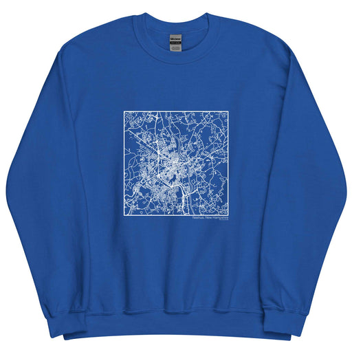 Nashua New Hampshire  Map Unisex Crewneck Sweater with City inscription in Royal Blue