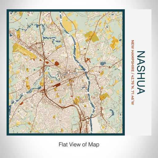 Rendered View of Nashua New Hampshire Map on 17oz Stainless Steel Insulated Tumbler in Woodblock Map Style