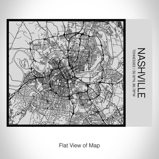 Rendered View of Nashville Tennessee Map on 20oz Stainless Steel Insulated Bottle with Bamboo Top with printed Tactile Lines Map in Black