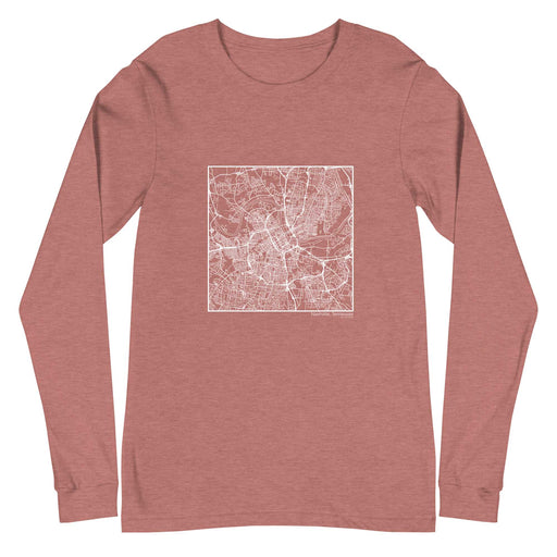 Nashville Tennessee  Map Unisex Long-Sleeve T-shirt with City inscription in Heather Mauve