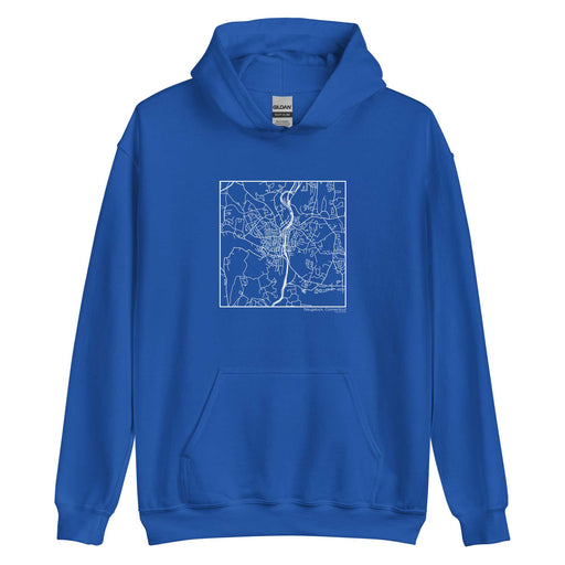 Naugatuck Connecticut  Map Unisex Hoodie Sweater with City inscription in Royal Blue