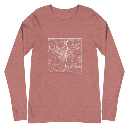 Naugatuck Connecticut  Map Unisex Long-Sleeve T-shirt with City inscription in Heather Mauve