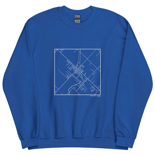 Needville Texas  Map Unisex Crewneck Sweater with City inscription in Royal Blue