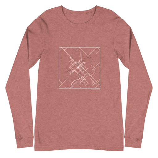 Needville Texas  Map Unisex Long-Sleeve T-shirt with City inscription in Heather Mauve