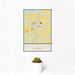 12x18 Neillsville Wisconsin Map Print Portrait Orientation in Woodblock Style With Small Cactus Plant in White Planter