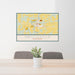 24x36 Neillsville Wisconsin Map Print Lanscape Orientation in Woodblock Style Behind 2 Chairs Table and Potted Plant