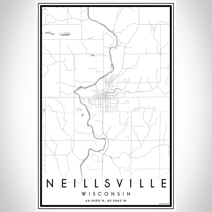 Neillsville Wisconsin Map Print Portrait Orientation in Classic Style With Shaded Background