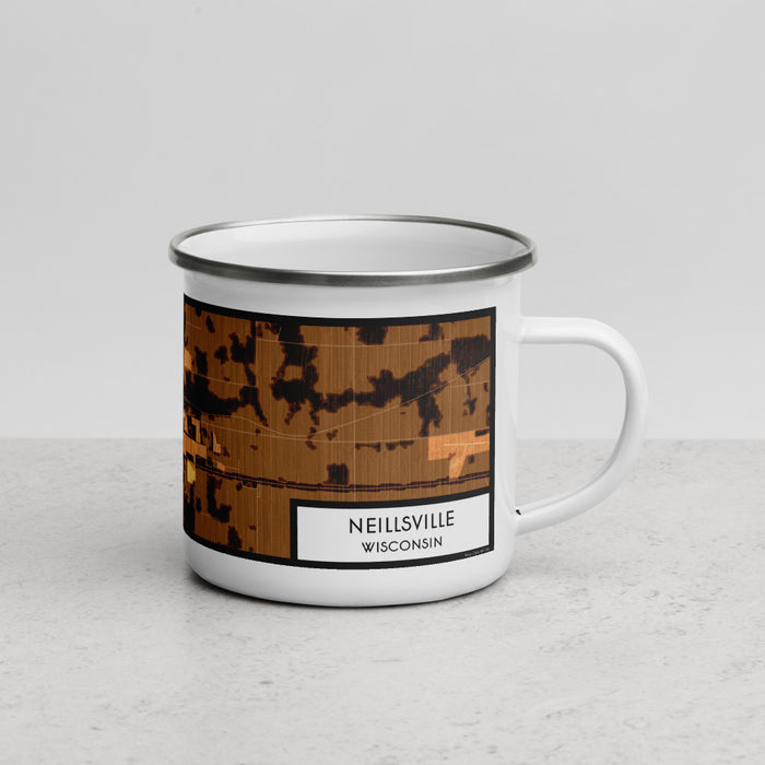 Right View Custom Neillsville Wisconsin Map Enamel Mug in Ember