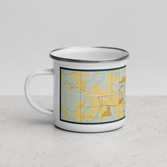 Left View Custom Neillsville Wisconsin Map Enamel Mug in Woodblock