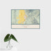 16x24 Nephi Utah Map Print Landscape Orientation in Woodblock Style With Tropical Plant Leaves in Water