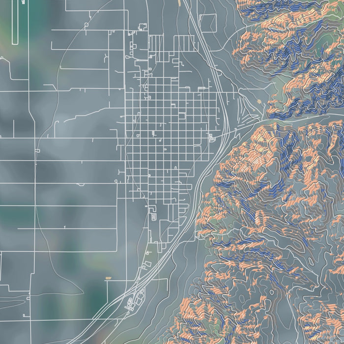 Nephi Utah Map Print in Afternoon Style Zoomed In Close Up Showing Details