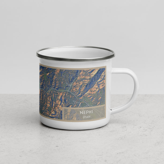 Right View Custom Nephi Utah Map Enamel Mug in Afternoon