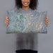 Person holding 20x12 Custom Nephi Utah Map Throw Pillow in Afternoon