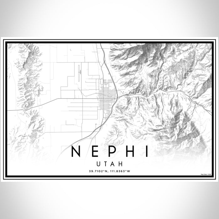 Nephi Utah Map Print Landscape Orientation in Classic Style With Shaded Background