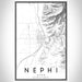 Nephi Utah Map Print Portrait Orientation in Classic Style With Shaded Background