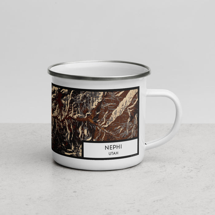 Right View Custom Nephi Utah Map Enamel Mug in Ember