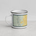 Left View Custom Nephi Utah Map Enamel Mug in Woodblock